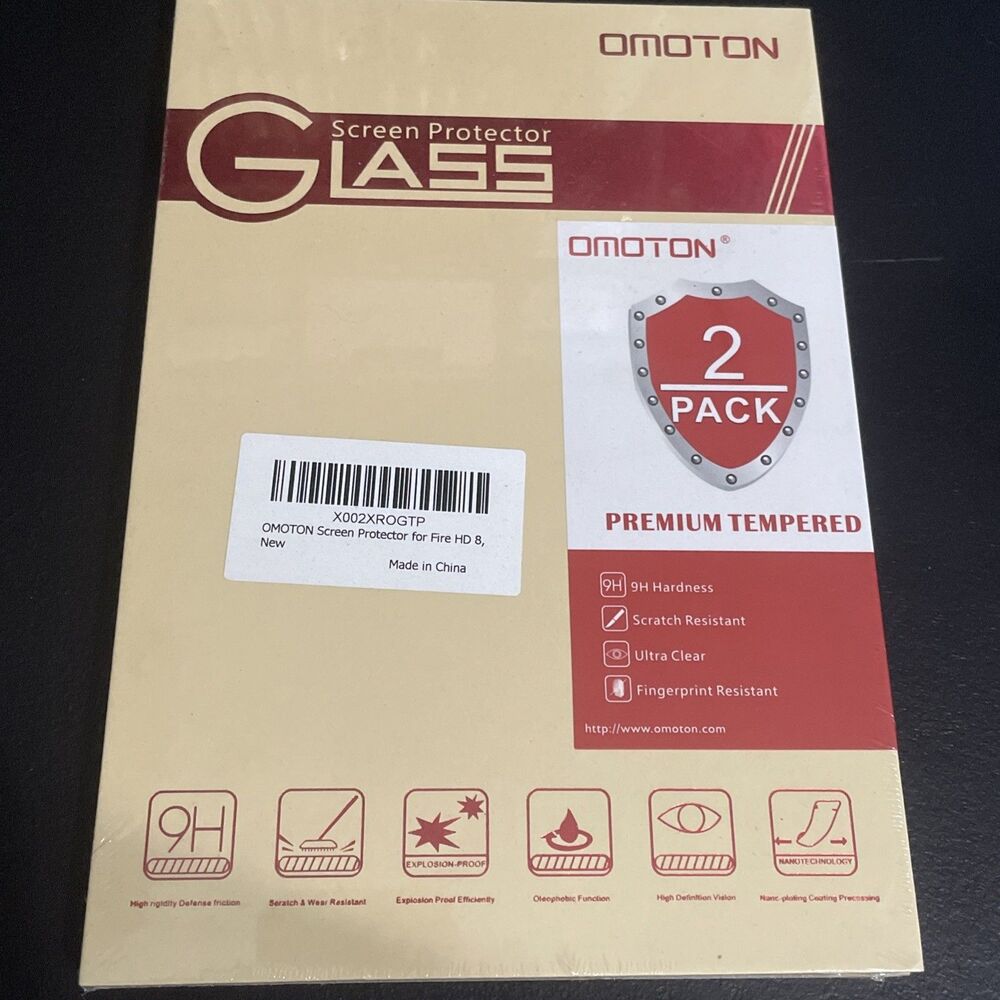 Screen Protector Omoton Glass for Fire HD 8 tablet  Sealed New Old Stock 2020